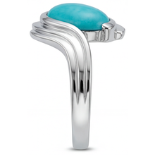 Afbeelding in Gallery-weergave laden, Peervormig Neon Paraiba ring in 14 Karaat Witgoud – bovenaanzicht

