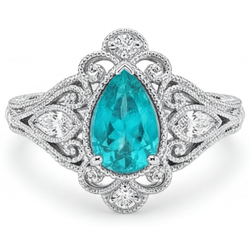 Op maat gemaakt Halo Ring met Vintage Neon Paraiba – 1 karaat