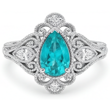 Afbeelding in Gallery-weergave laden, Neon Paraiba Halo Ring – hoofdaanzicht
