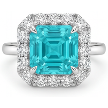 Afbeelding in Gallery-weergave laden, Neon Paraiba Halo Ring 3,50 karaat 14K Witgoud – hoofdaanzicht
