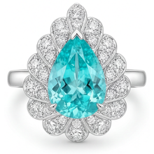 Afbeelding in Gallery-weergave laden, Druppelvormig Neon Paraiba ring in 14K Witgoud – hoofdaanzicht
