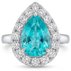 Luxe Neon Paraiba Halo Ring – 5 karaat 14K Witgoud