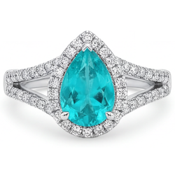 Elegant VVS Zuiverheid Neon Paraiba Halo Verlovingsring – 3