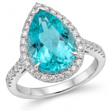 Afbeelding in Gallery-weergave laden, Neon Paraiba Halo Verlovingsring 5,50 karaat 14 Karaat Witgoud – hoofdaanzicht
