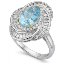 Afbeelding in Gallery-weergave laden, Neon Paraiba Halo Verlovingsring 7,5-karaat Tweekleurig 14K Goud – zijaanzicht
