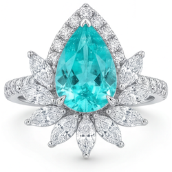 14K Witgoud VVS Neon Paraiba Halo Zetting Ring 5 karaat