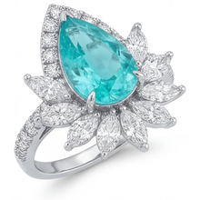 Afbeelding in Gallery-weergave laden, Neon Paraiba Halo Zetting Ring – hoekaanzicht
