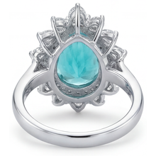 Afbeelding in Gallery-weergave laden, Neon Paraiba Halo Zetting Ring 6,50-karaat 14K Witgoud – profielaanzicht
