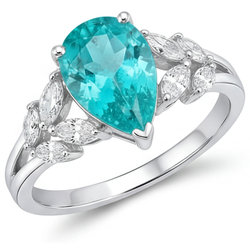 14K Witgoud VVS Zuiverheid Neon Paraiba Sieraadsteen Ring 2