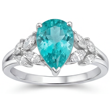 Afbeelding in Gallery-weergave laden, Neon Paraiba Sieraadsteen Ring 2 karaat 14K Witgoud – vooraanzicht
