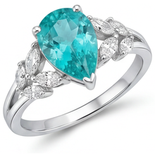 Afbeelding in Gallery-weergave laden, Schitterend Neon Paraiba Sieraadsteen Ring 2 karaat – hoekaanzicht
