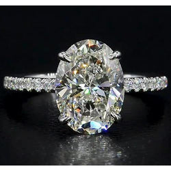Pavé Halo Zetting Ring – Diamant 2,50 karaat 14 Karaat Witgoud