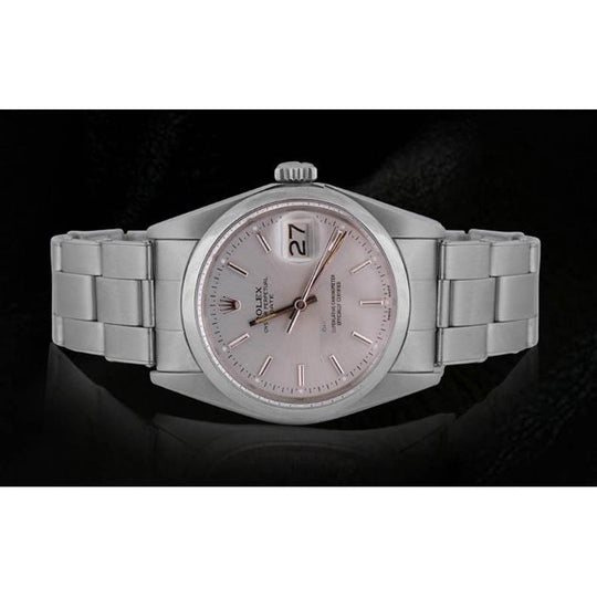 oester roestvrij staal armband witte stok wijzerplaat Rolex datum herenhorloge
