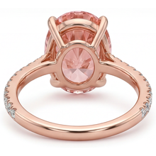 Afbeelding in Gallery-weergave laden, Padparadscha saffier ring 4,3 karaat labgekweekt ovaal pavé 14K roségoud
