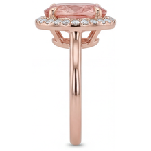 Afbeelding in Gallery-weergave laden, Ring met perziksaffier 2,8 karaat natuurlijke ovale padparadscha Halo gladde band 14k Roségoud
