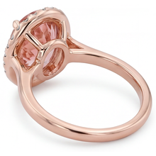 Afbeelding in Gallery-weergave laden, Ring met perziksaffier 2,8 karaat natuurlijke ovale padparadscha Halo gladde band 14k Roségoud
