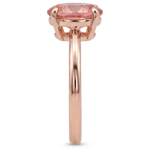 Afbeelding in Gallery-weergave laden, Roségouden ring met 2,2 karaat natuurlijke ovale Padparadscha perziksaffier solitair
