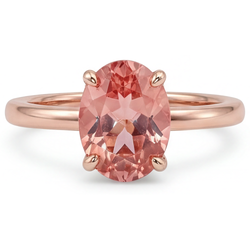 Roségouden ring met 2,2 karaat natuurlijke ovale Padparadscha perziksaffier solitair