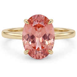 Perziksaffier Sieraden 2,5 Karaat Echte Ovale Padparadscha Solitaire Ring 14K Geelgoud
