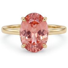 Afbeelding in Gallery-weergave laden, Perziksaffier Sieraden 2,5 Karaat Echte Ovale Padparadscha Solitaire Ring 14K Geelgoud
