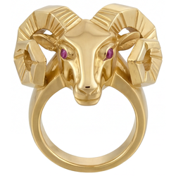 Heren Glanzend Ramskop Paarse Amethist Edelsteen Ring – 0,10