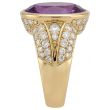 Afbeelding in Gallery-weergave laden, Gekleurde Steen Ring 14K Geelgoud met Paarse Amethist – bovenaanzicht
