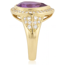 Afbeelding in Gallery-weergave laden, Paarse Amethist Sieraadsteen Ring 6,50-karaat 14K Geelgoud – hoekaanzicht
