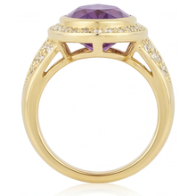 Afbeelding in Gallery-weergave laden, Paarse Amethist Sieraadsteen Ring 6,50-karaat 14K Geelgoud – profielaanzicht
