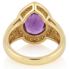 Afbeelding in Gallery-weergave laden, Paarse Amethist Sieraadsteen Ring 6,50 karaat 14K Geelgoud – bovenaanzicht
