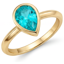 1,25 karaat Paraiba Toermalijn Edelsteen Ring in 14K Geelgoud