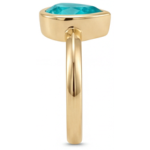 Afbeelding in Gallery-weergave laden, Paraiba Toermalijn Edelsteen Ring 1,25-karaat 14K Geelgoud – profielaanzicht
