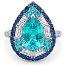 Afbeelding in Gallery-weergave laden, Gekleurde Steen Ring 14K Witgoud met Paraiba Toermalijn – hoofdaanzicht
