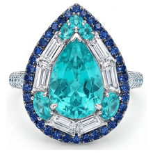 Afbeelding in Gallery-weergave laden, Gekleurde Steen Ring 14K Witgoud met Paraiba Toermalijn – vooraanzicht
