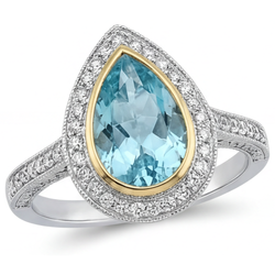 Paraiba Toermalijn VVS Halo Ring 1,75 karaat in Bicolor 14K Goud