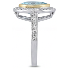 Afbeelding in Gallery-weergave laden, Halo Ring Bicolor 14K Goud met Paraiba Toermalijn – bovenaanzicht
