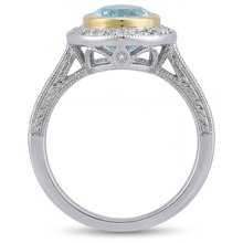 Afbeelding in Gallery-weergave laden, Paraiba Toermalijn Halo Ring 1,75-karaat Bicolor 14K Goud – achteraanzicht
