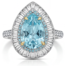Afbeelding in Gallery-weergave laden, Paraiba Toermalijn Peervormig Halo Ring in Tweekleurig 14K Goud – hoofdaanzicht
