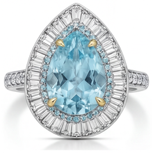 Afbeelding in Gallery-weergave laden, Paraiba Toermalijn Peervormig Halo Ring in Tweekleurig 14K Goud – vooraanzicht
