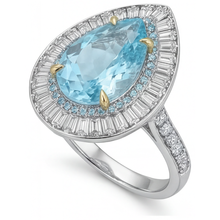 Afbeelding in Gallery-weergave laden, Paraiba Toermalijn Halo Ring 7-karaat Tweekleurig 14K Goud – zijaanzicht
