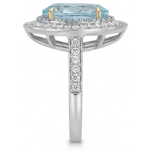Afbeelding in Gallery-weergave laden, Paraiba Toermalijn Peervormig Halo Ring in Tweekleurig 14K Goud – profielaanzicht
