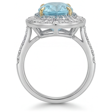 Afbeelding in Gallery-weergave laden, Paraiba Toermalijn Halo Ring – bovenaanzicht
