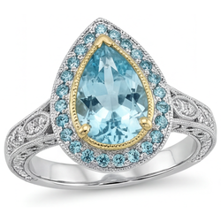 Bicolor 14K Goud VVS Zuiverheid Paraiba Toermalijn Halo