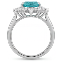 Afbeelding in Gallery-weergave laden, Paraiba Toermalijn Druppelvormig Halo Verlovingsring in 14K Witgoud – profielaanzicht
