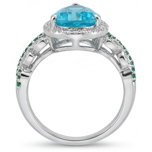 Afbeelding in Gallery-weergave laden, Paraiba Toermalijn Halo Verlovingsring 5,75-karaat 14K Witgoud – profielaanzicht
