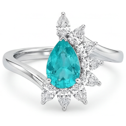 Luxe VVS Paraiba Toermalijn Halo Zetting Ring – 2,50 karaat 14