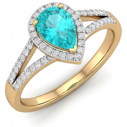 Paraiba Toermalijn Halo Zetting Ring – VVS Zuiverheid 2 karaat
