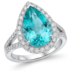 Paraiba Toermalijn Pavé Halo Zetting Ring 5,25 karaat in 14
