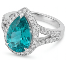 Afbeelding in Gallery-weergave laden, Paraiba Toermalijn Halo Zetting Ring – profielaanzicht
