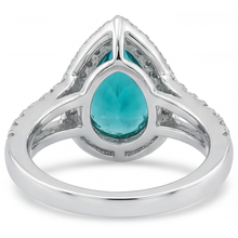 Afbeelding in Gallery-weergave laden, Paraiba Toermalijn Halo Zetting Ring 5,50-karaat 14K Witgoud – bovenaanzicht
