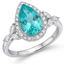 Afbeelding in Gallery-weergave laden, Sieraadsteen Ring 14K Witgoud met Paraiba Toermalijn – zijaanzicht
